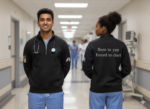 Embroidered Quarter-Zip Sweater – Nurse Pullover