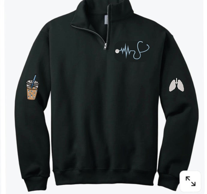 Embroidered Quarter-Zip Sweater – Nurse Pullover