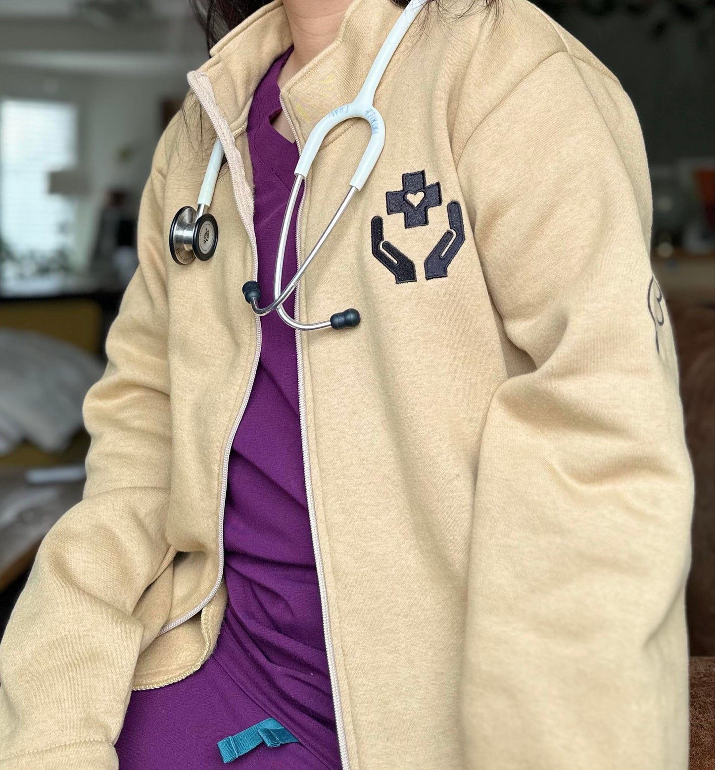 Tan Vitals & Vibes Zip-Up