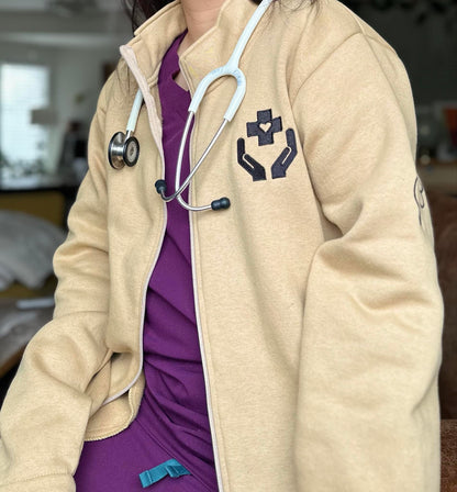 Tan Vitals & Vibes Zip-Up