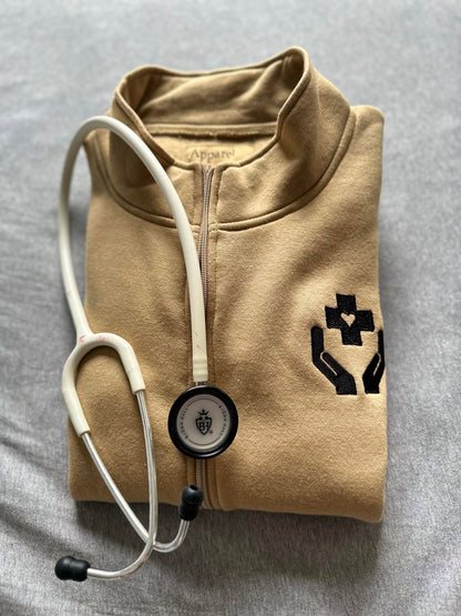 Tan Vitals & Vibes Zip-Up